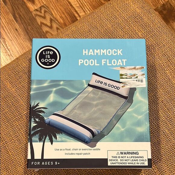 Life Is Good Blue and White Hammock Pool Float - Picture 1 of 2